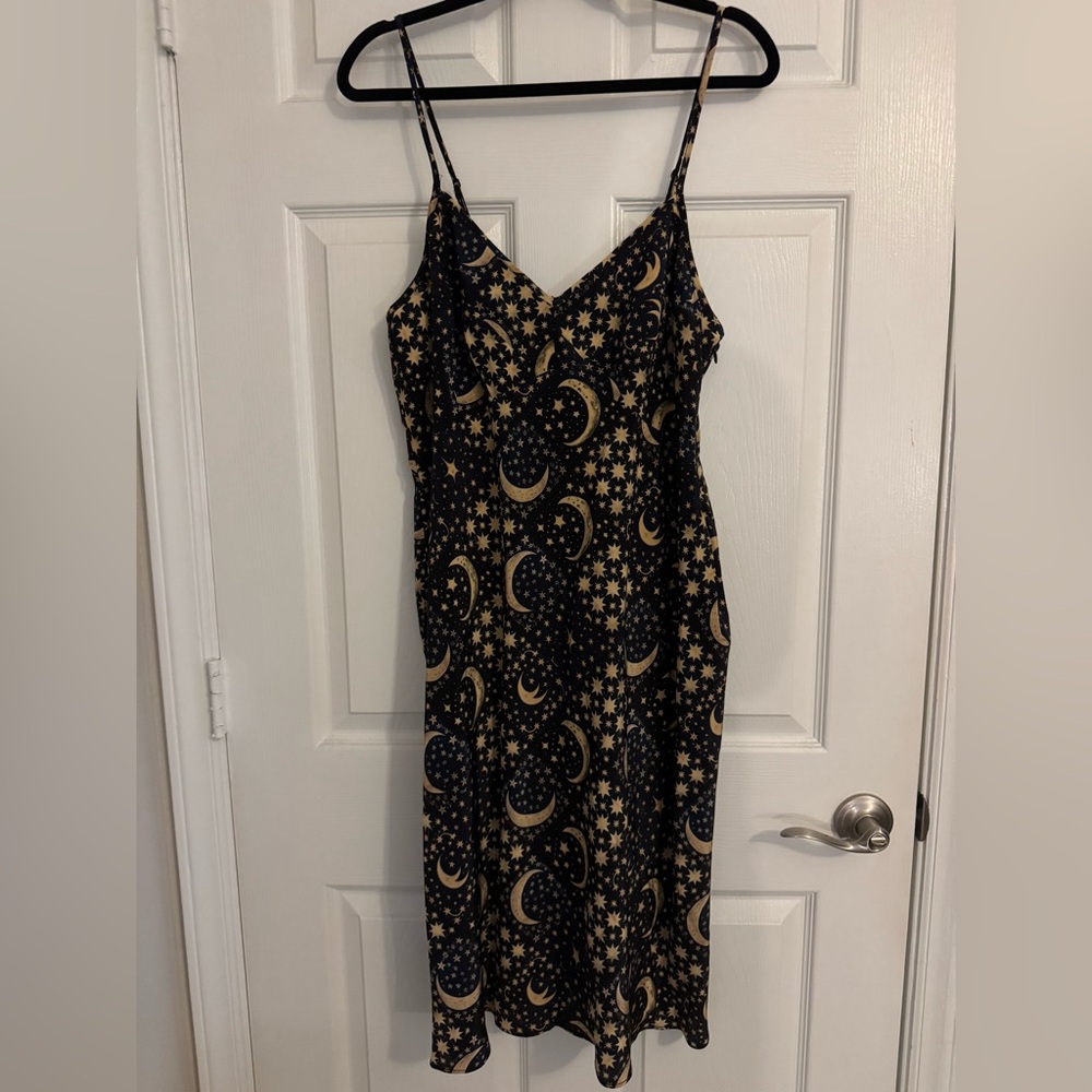 🌙Selkie Moon Quilt Vintage Slip Silk Midi Sample Dress🌙 - Picture 3 of 6